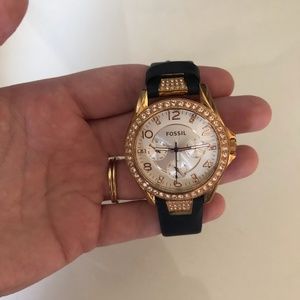 Fossil Watch Leather Strap Rose Gold